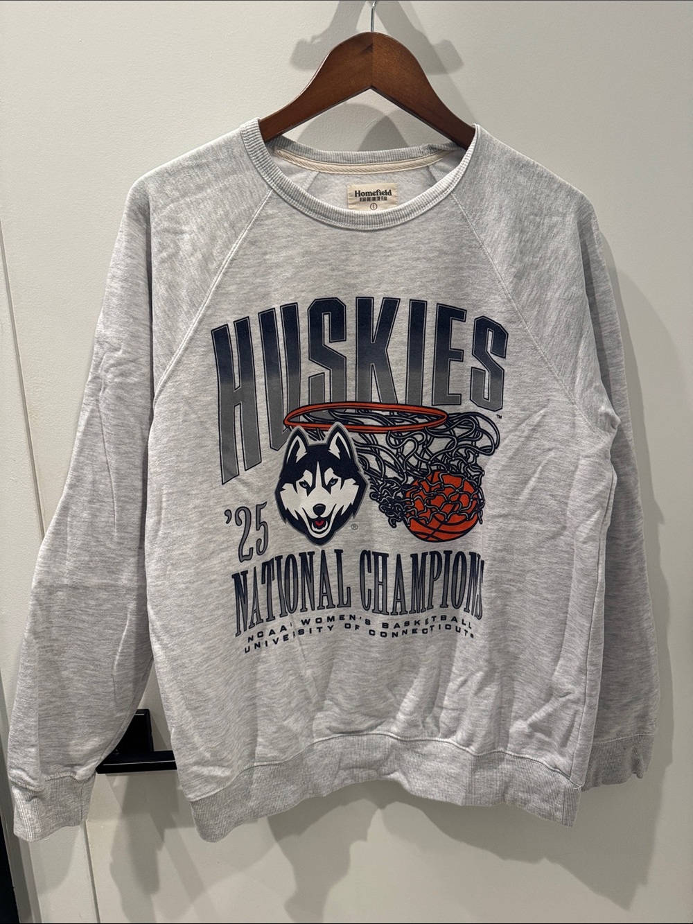 Women’s Huskies '25 National Champion Gray Crewneck Sweatshirt